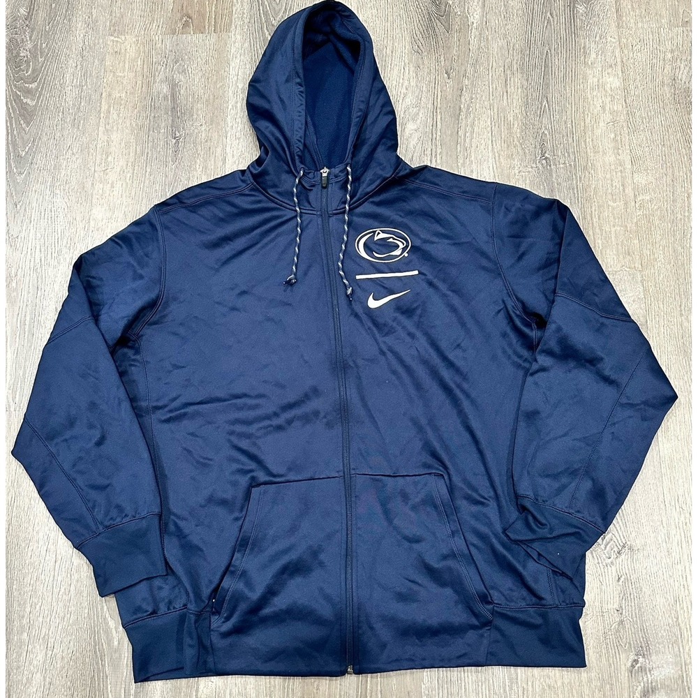 Nike Hoodie Men's XXL 2XL Navy Blue Penn State Nittany Lions Full zip Sweatshirt